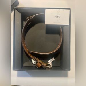 Coach Large Pet Dog Collar Signature Crossgrain Leather Gold Khaki Saddle